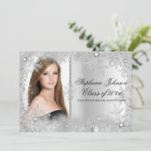 Silver Snowflake Winter Wonderland Afstuderen Kaar Kaart (Staand voorkant)