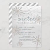 Silver Snowflake Winter Wonderland Birthday Kaart (Voorkant / Achterkant)