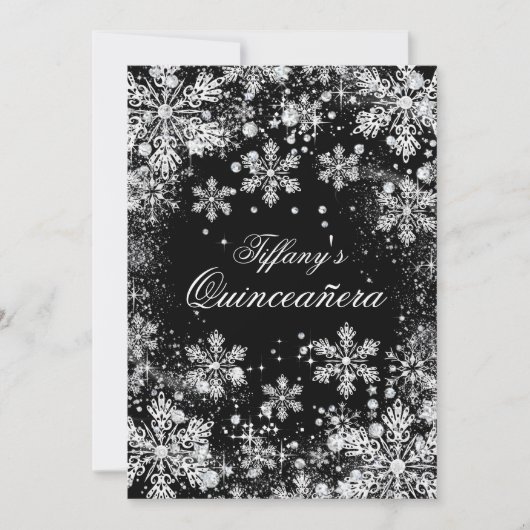 Silver Snowflake Winter Wonderland Quinceanera Kaart (Voorkant)