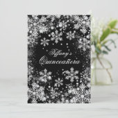 Silver Snowflake Winter Wonderland Quinceanera Kaart (Staand voorkant)