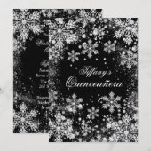 Silver Snowflake Winter Wonderland Quinceanera Kaart (Voorkant / Achterkant)