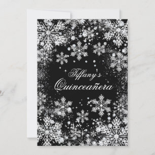 Silver Snowflake Winter Wonderland Quinceanera Kaart