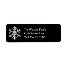 Silver Snowflake Zwart Vakantie Adresetiketten Etiket