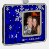 Silver Snowflakes Aangepaste kerstfoto's Verzilverd Omlijst Ornament (Rechts)
