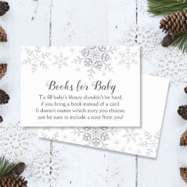 Silver Snowflakes Baby shower Bring a Book Visitekaartje