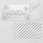 Silver Snowflakes Baby shower Diaper Raffle Ticket Informatiekaartje (Voorkant / Achterkant)