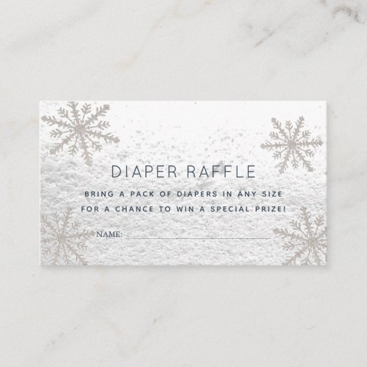 Silver Snowflakes Baby shower Diaper Raffle Ticket Informatiekaartje (Voorkant)