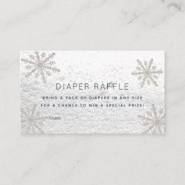 Silver Snowflakes Baby shower Diaper Raffle Ticket Informatiekaartje