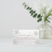 Silver Snowflakes Baby shower Diaper Raffle Ticket Informatiekaartje (Staand voorkant)