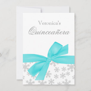 Silver Snowflakes Blauwgroen Bow Quinceanera-uitvi Kaart