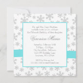 Silver Snowflakes Blauwgroen Bow Quinceanera-uitvi Kaart (Achterkant)