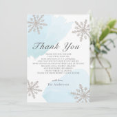 Silver Snowflakes Blue Baby shower Hartelijk dank Kaart (Staand voorkant)