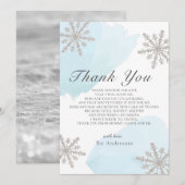 Silver Snowflakes Blue Baby shower Hartelijk dank Kaart (Voorkant / Achterkant)