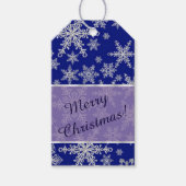 Silver Snowflakes Blue Kerstmis Cadeaulabel (Voorkant)