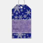 Silver Snowflakes Blue Kerstmis Cadeaulabel (Achterkant)