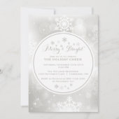 SILVER SNOWFLAKES BOKEH CHRISTMAS PARTY INVITATION KAART (Voorkant)