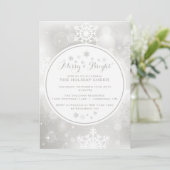 SILVER SNOWFLAKES BOKEH CHRISTMAS PARTY INVITATION KAART (Staand voorkant)
