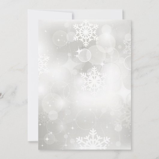 SILVER SNOWFLAKES BOKEH CHRISTMAS PARTY INVITATION KAART (Achterkant)