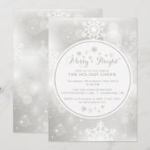 SILVER SNOWFLAKES BOKEH CHRISTMAS PARTY INVITATION KAART (Voorkant / Achterkant)