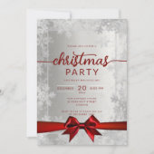 Silver Snowflakes Company Kerst Rood Lint Kaart (Voorkant)