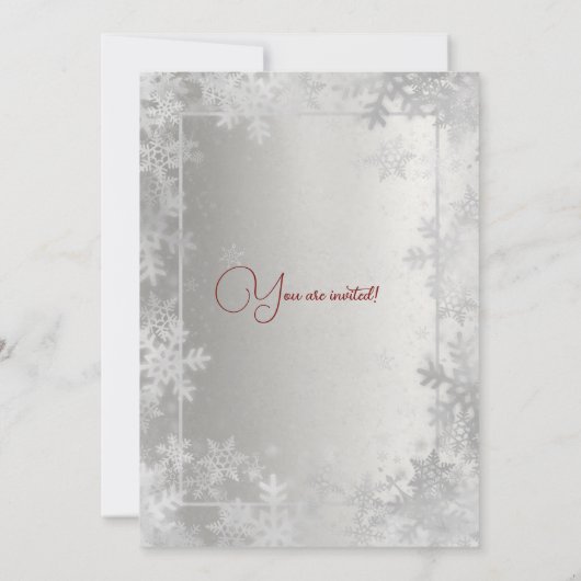 Silver Snowflakes Company Kerst Rood Lint Kaart (Achterkant)