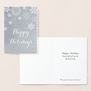 Silver Snowflakes Corporate Holiday Greep Folie Kaarten
