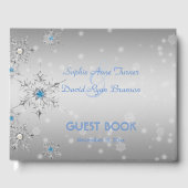 Silver Snowflakes Crystals Blue Pearls Weddenschap Gastenboek (Voorkant)
