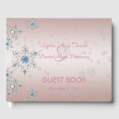 Silver Snowflakes Crystals Pink Pearls Weddenschap Gastenboek (Voorkant)