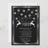 Silver Snowflakes, Deer Company Kerstparty Kaart (Voorkant)