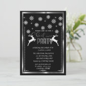 Silver Snowflakes, Deer Company Kerstparty Kaart (Staand voorkant)