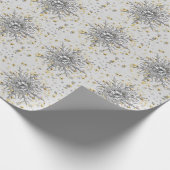 Silver Snowflakes & Diamond Wrapping Paper Cadeaupapier (Hoek)