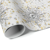 Silver Snowflakes & Diamond Wrapping Paper Cadeaupapier (Rol Hoek)