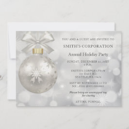 Silver Snowflakes Elegant Corporate Holiday Party Kaart