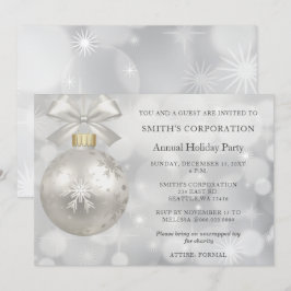 Silver Snowflakes Elegant Corporate Holiday Party Kaart