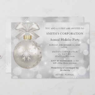 Silver Snowflakes Elegant Corporate Holiday Party Kaart
