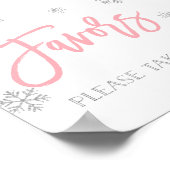 Silver Snowflakes en Roze Chic Favor Sign Poster (Hoek)
