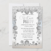 Silver Snowflakes Glitter Company Kerstparty Kaart (Voorkant)