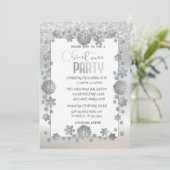 Silver Snowflakes Glitter Company Kerstparty Kaart (Staand voorkant)