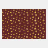 Silver Snowflakes Gold Stars Rode Kerst Inpakpapier Vel (Voorkant 2)