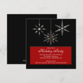 Silver Snowflakes Holiday Party Invitation Kaart (Voorkant / Achterkant)