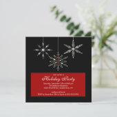 Silver Snowflakes Holiday Party Invitation Kaart (Staand voorkant)