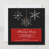 Silver Snowflakes Holiday Party Invitation Kaart (Voorkant)
