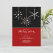 Silver Snowflakes Holiday Party Invitation Kaart (Staand voorkant)