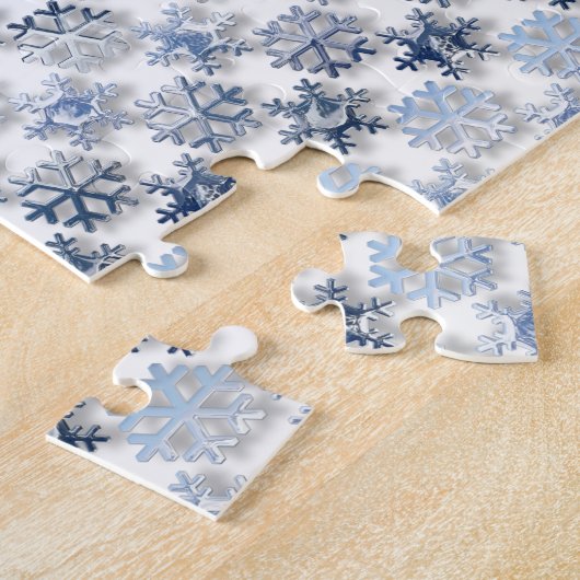 Silver Snowflakes Jigzaag Puzzle Legpuzzel (Zijkant)