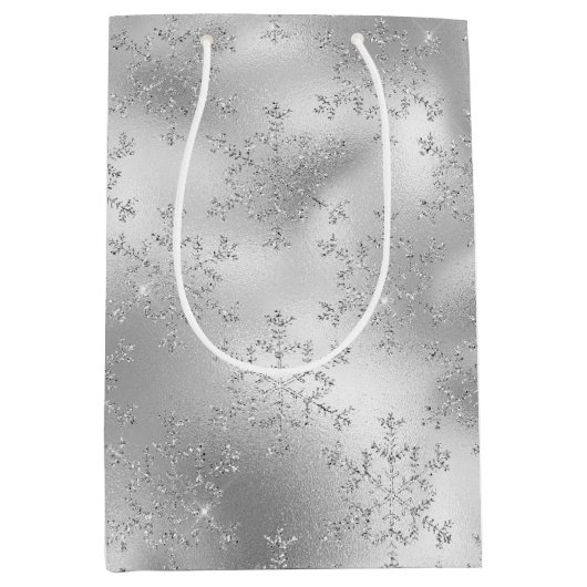 Silver Snowflakes kerst Medium Cadeauzakje (Voorkant)