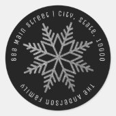 Silver Snowflakes kerstcadeaulabel Ronde Sticker (Voorkant)