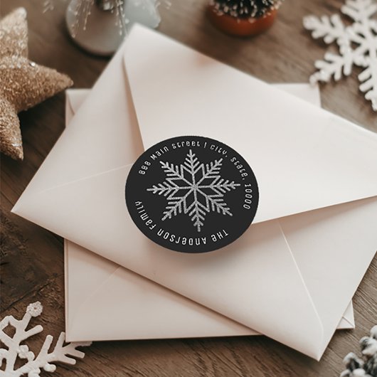 Silver Snowflakes kerstcadeaulabel Ronde Sticker