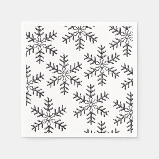 Silver Snowflakes Kerstmis Napkins Servet (Voorkant)