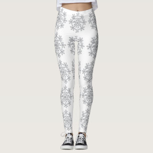 Silver Snowflakes-Leggings Leggings