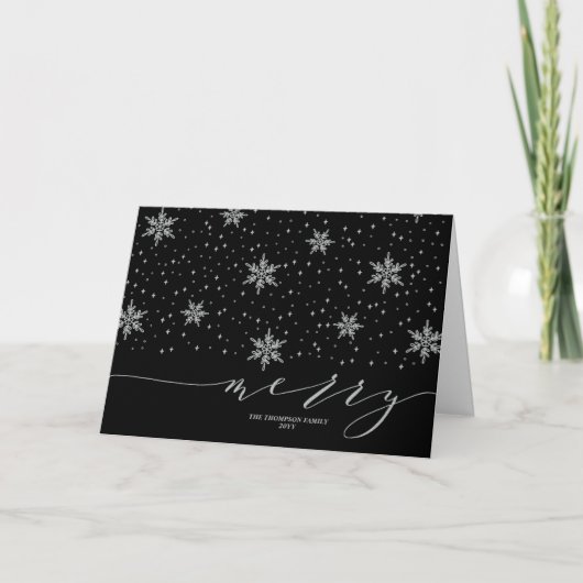 Silver Snowflakes Merry Christmas Holiday Greeting Feestdagen Kaart (Voorkant)